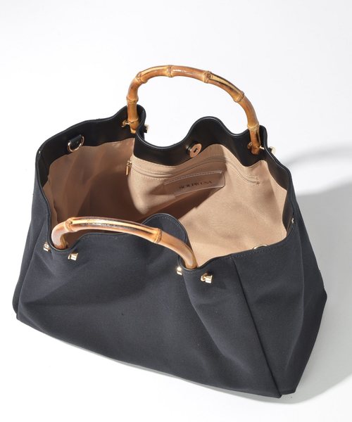 SOLPRESA（ソルプレーサ）の「バンブーハンドルバッグ（トートバッグ・レディース・ナチュラル/ブラック/パイソン・ONE SIZE）」の4枚目の写真