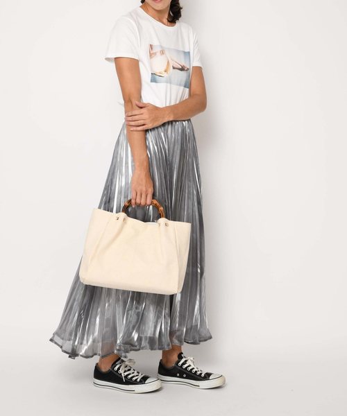 SOLPRESA（ソルプレーサ）の「バンブーハンドルバッグ（トートバッグ・レディース・ナチュラル/ブラック/パイソン・ONE SIZE）」の12枚目の写真