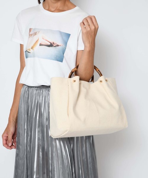 SOLPRESA（ソルプレーサ）の「バンブーハンドルバッグ（トートバッグ・レディース・ナチュラル/ブラック/パイソン・ONE SIZE）」の8枚目の写真
