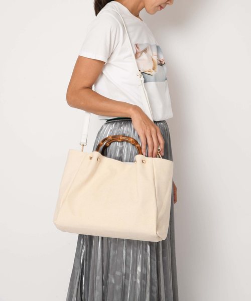SOLPRESA（ソルプレーサ）の「バンブーハンドルバッグ（トートバッグ・レディース・ナチュラル/ブラック/パイソン・ONE SIZE）」の19枚目の写真