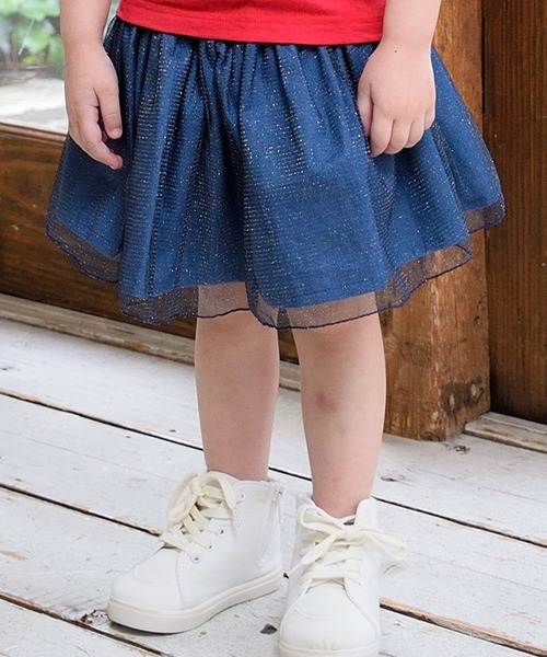 Daddy Oh Daddy（ダディーオーダディー）の「チュールスカート（スカート・キッズ・ネイビー/ホワイト・90/150/140/100/130/120/110）」の2枚目の写真