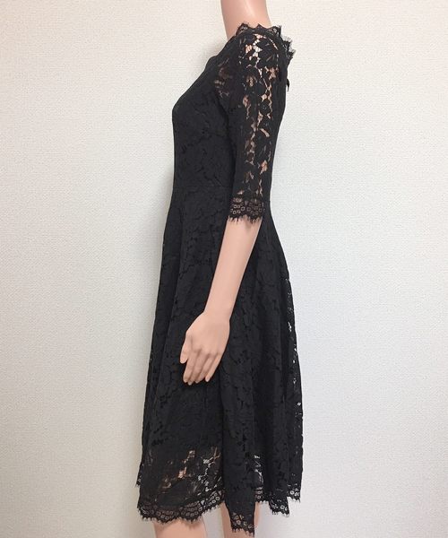 Lace Ladies(レースレディース)の「総レースオフショルダーミモレ丈フレアドレス・ワンピース(ドレス・レディース・ベージュ/ブラック/グリーン/ネイビー・M/S/L/XL)」の15枚目の写真