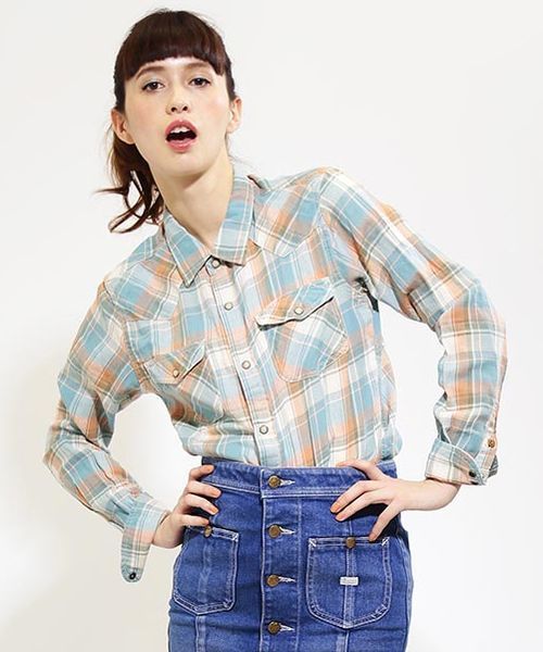 Another Edition（アナザーエディション）の「AE C/L CHK WESTERN SHT ◆（シャツ/ブラウス・レディース・レッド/ケリー/ネイビー・フリー）」の2枚目の写真