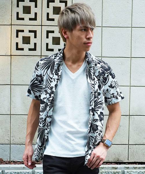 GOSTAR DE FUGA（ゴスタール ジフーガ）の「モノクロボタニカル半袖シャツ（シャツ/ブラウス・メンズ・ホワイト/ブラック・M/L/XL）」の2枚目の写真