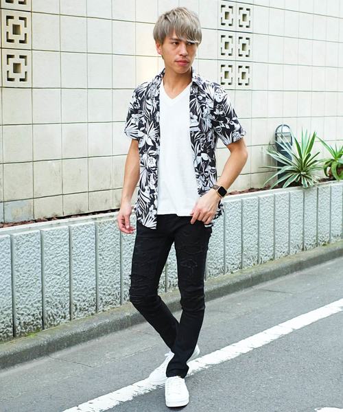 GOSTAR DE FUGA（ゴスタール ジフーガ）の「モノクロボタニカル半袖シャツ（シャツ/ブラウス・メンズ・ホワイト/ブラック・M/L/XL）」の9枚目の写真