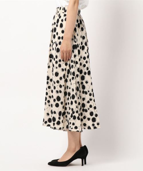 リゾート柄/ドット柄]総柄ロング丈フレアスカート（スカート
