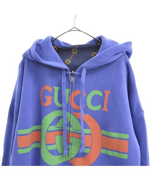 GUCCIグッチパーカーインターロッキングロゴプリントブラックロゴ