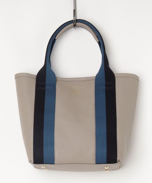 LA BAGAGERIE（ラバガジェリー）の「バイカラーテープハンドルレザートート（トートバッグ・レディース・グレー/ブラック×パープル/ブラック×ブルー/グレイッシュベージュ・FREE）」の3枚目の写真