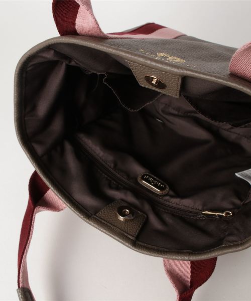 LA BAGAGERIE（ラバガジェリー）の「バイカラーテープハンドルレザートート（トートバッグ・レディース・グレー/ブラック×パープル/ブラック×ブルー/グレイッシュベージュ・FREE）」の7枚目の写真