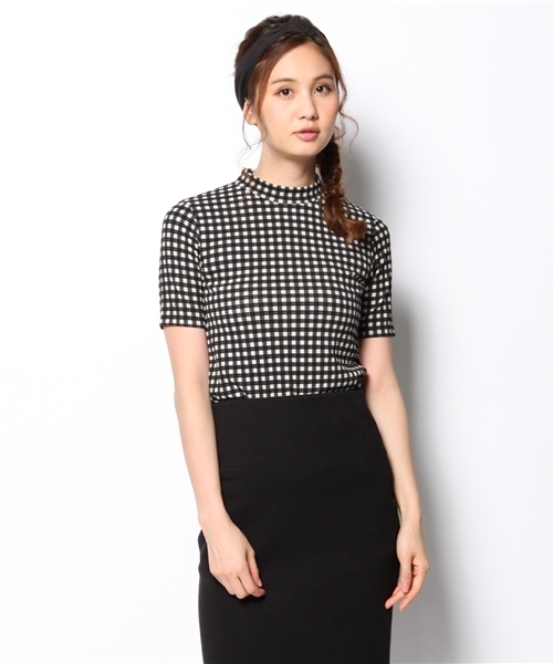 Ray BEAMS（レイビームス）の「Ray BEAMS / ギンガムチェック ハイネックT（Tシャツ/カットソー・レディース・ブラック/ネイビー・ONE SIZE）」の12枚目の写真