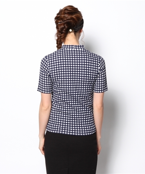 Ray BEAMS（レイビームス）の「Ray BEAMS / ギンガムチェック ハイネックT（Tシャツ/カットソー・レディース・ブラック/ネイビー・ONE SIZE）」の7枚目の写真