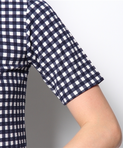 Ray BEAMS（レイビームス）の「Ray BEAMS / ギンガムチェック ハイネックT（Tシャツ/カットソー・レディース・ブラック/ネイビー・ONE SIZE）」の4枚目の写真