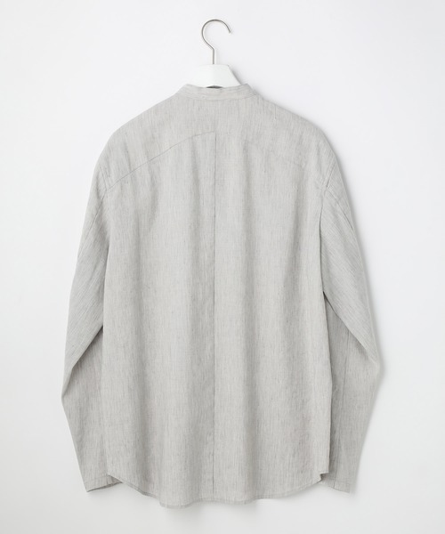 ADAM ET ROPE'（アダムエロペ）の「【CARREMAN/キャリーマン】リネンバンドカラーシャツ/ビッグシルエット（シャツ/ブラウス・メンズ・ライトグレー/ベージュ系その他・S/M/L）」の8枚目の写真