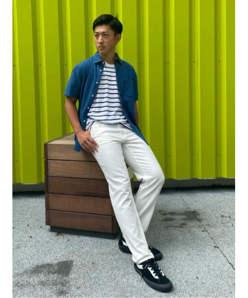 BANANA REPUBLIC FACTORY STORE（バナナリパブリック ファクトリーストア）の「BANANA REPUBLIC FACTORY STORE　　日本限定 ボクシーストライプTシャツ（Tシャツ/カットソー・メンズ・ネイビー/ホワイト・L/XL/M/S）」の4枚目の写真