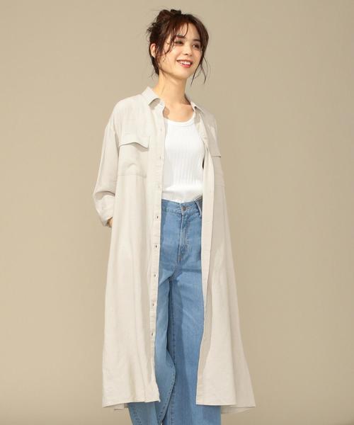 Any Fam エニィファム の 洗える シルキーリネン ワンピース シャツワンピース Wear