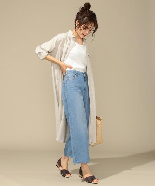 ANY(エニィ)の「【洗える】シルキーリネン ワンピース(シャツワンピース・レディース・ブラウン系/ベージュ系/ネイビー系1/ネイビー系3/ブルー系・F)」の6枚目の写真