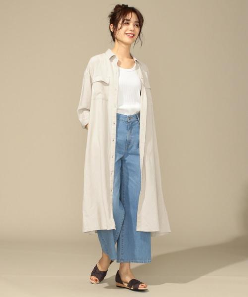 ANY(エニィ)の「【洗える】シルキーリネン ワンピース(シャツワンピース・レディース・ブラウン系/ベージュ系/ネイビー系1/ネイビー系3/ブルー系・F)」の12枚目の写真