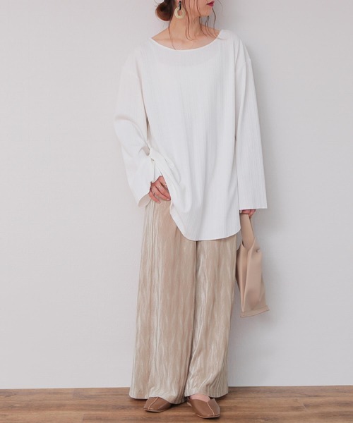 reca（レカ）の「ウェーブ柄 ベロアワイドパンツ（その他パンツ・レディース・ベージュ/ピンク系その他/グレー・FREE）」の8枚目の写真