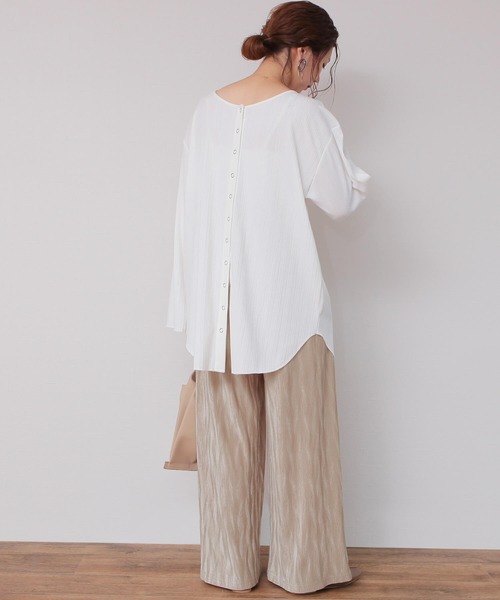 reca（レカ）の「ウェーブ柄 ベロアワイドパンツ（その他パンツ・レディース・ベージュ/ピンク系その他/グレー・FREE）」の7枚目の写真