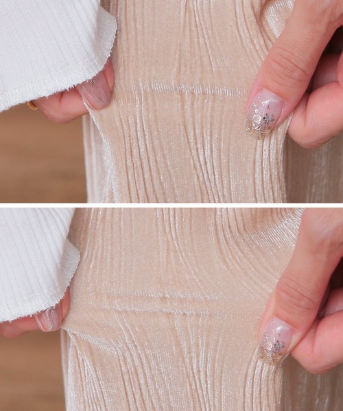 reca（レカ）の「ウェーブ柄 ベロアワイドパンツ（その他パンツ・レディース・ベージュ/ピンク系その他/グレー・FREE）」の5枚目の写真