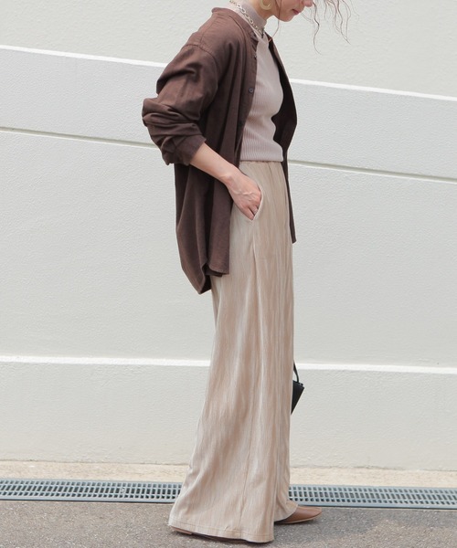 reca（レカ）の「ウェーブ柄 ベロアワイドパンツ（その他パンツ・レディース・ベージュ/ピンク系その他/グレー・FREE）」の16枚目の写真