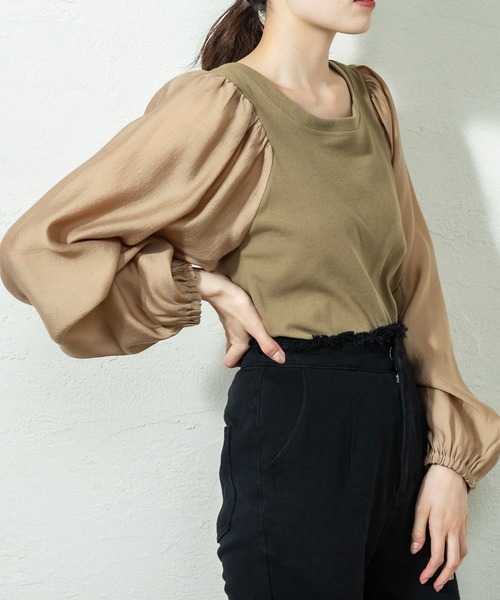 mystic（ミスティック）の「切替パワショルプルオーバー（Tシャツ/カットソー・レディース・ブラック/ベージュ/カーキ・FREE）」の5枚目の写真