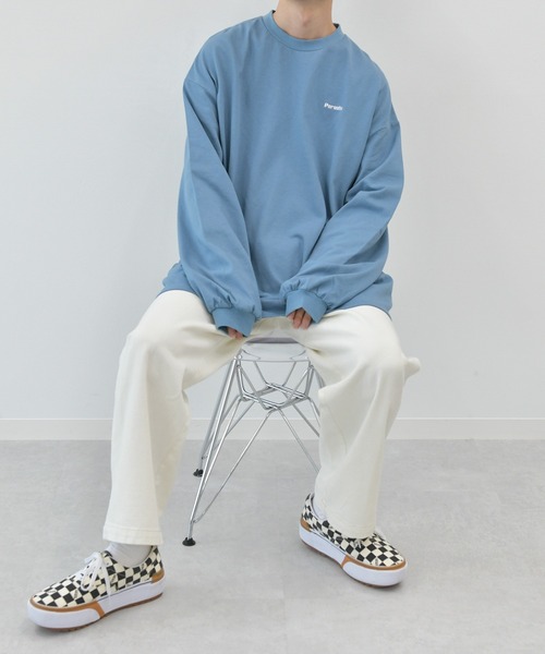 Perushu（ペルーシュ）の「ロゴ刺繍ビッグロンT（Tシャツ/カットソー・メンズ・パープル/グリーン/ライトグレー/ライトブルー/ホワイト・LARGE/SMALL/MEDIUM）」の11枚目の写真