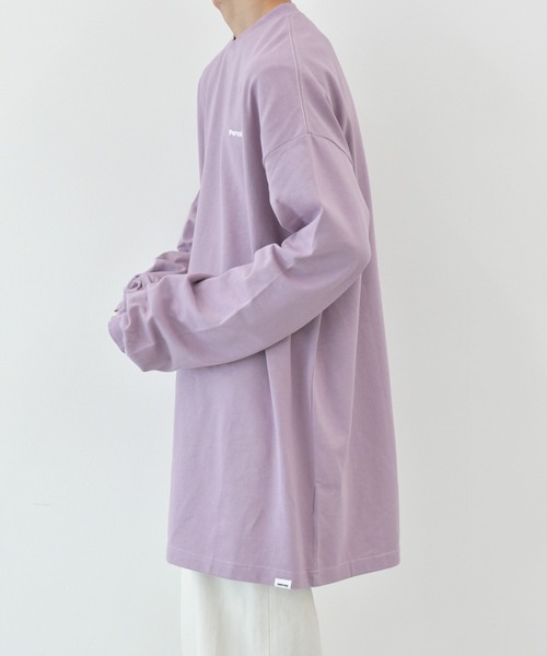 Perushu（ペルーシュ）の「ロゴ刺繍ビッグロンT（Tシャツ/カットソー・メンズ・パープル/グリーン/ライトグレー/ライトブルー/ホワイト・LARGE/SMALL/MEDIUM）」の22枚目の写真