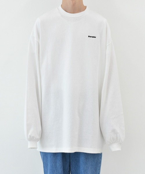 Perushu（ペルーシュ）の「ロゴ刺繍ビッグロンT（Tシャツ/カットソー・メンズ・パープル/グリーン/ライトグレー/ライトブルー/ホワイト・LARGE/SMALL/MEDIUM）」の16枚目の写真