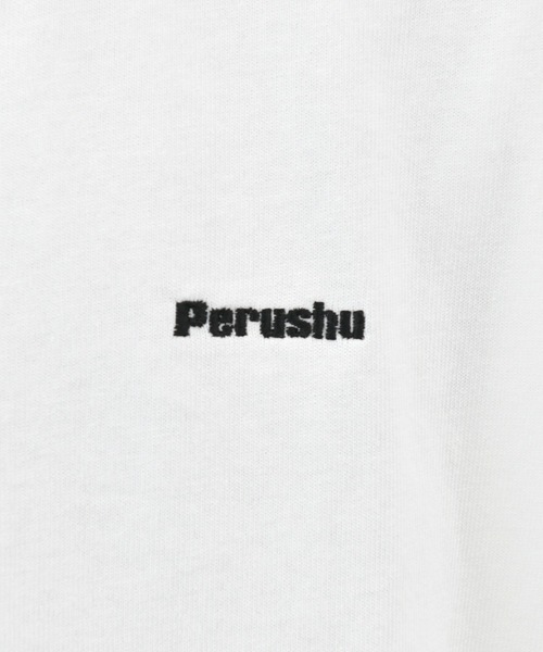 Perushu（ペルーシュ）の「ロゴ刺繍ビッグロンT（Tシャツ/カットソー・メンズ・パープル/グリーン/ライトグレー/ライトブルー/ホワイト・LARGE/SMALL/MEDIUM）」の7枚目の写真