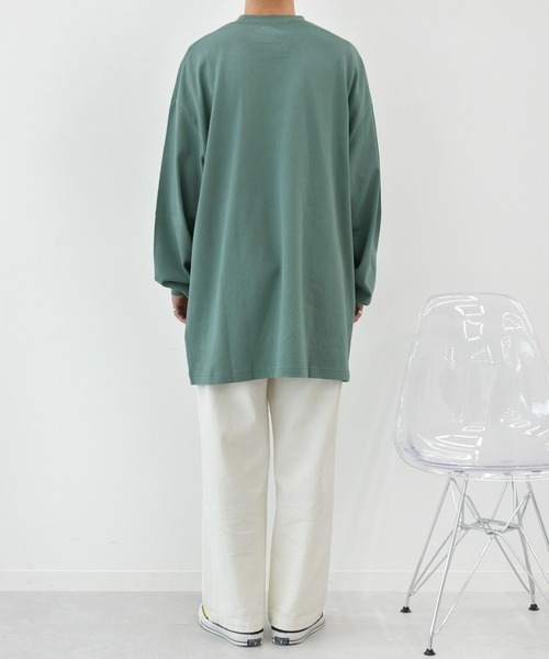 Perushu（ペルーシュ）の「ロゴ刺繍ビッグロンT（Tシャツ/カットソー・メンズ・パープル/グリーン/ライトグレー/ライトブルー/ホワイト・LARGE/SMALL/MEDIUM）」の9枚目の写真