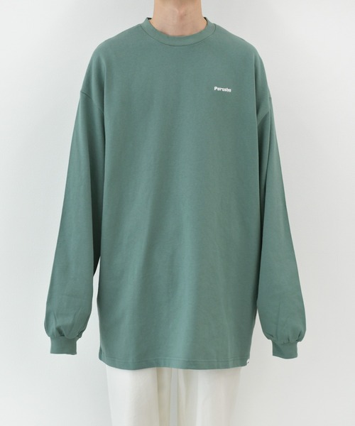Perushu（ペルーシュ）の「ロゴ刺繍ビッグロンT（Tシャツ/カットソー・メンズ・パープル/グリーン/ライトグレー/ライトブルー/ホワイト・LARGE/SMALL/MEDIUM）」の19枚目の写真