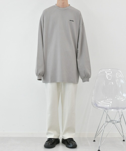 Perushu（ペルーシュ）の「ロゴ刺繍ビッグロンT（Tシャツ/カットソー・メンズ・パープル/グリーン/ライトグレー/ライトブルー/ホワイト・LARGE/SMALL/MEDIUM）」の17枚目の写真