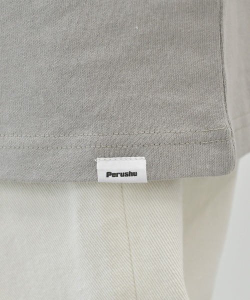 Perushu（ペルーシュ）の「ロゴ刺繍ビッグロンT（Tシャツ/カットソー・メンズ・パープル/グリーン/ライトグレー/ライトブルー/ホワイト・LARGE/SMALL/MEDIUM）」の18枚目の写真