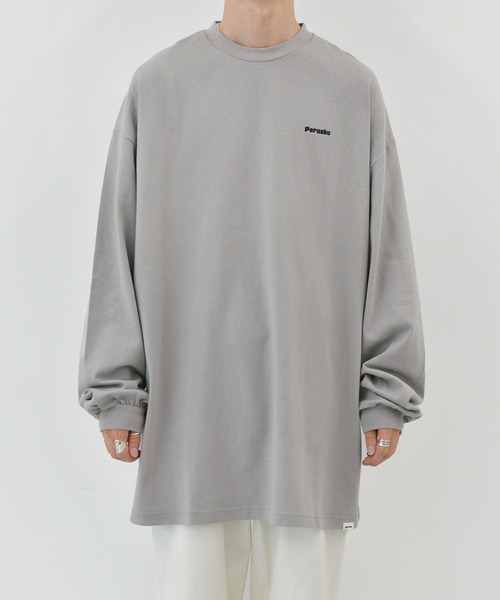 Perushu（ペルーシュ）の「ロゴ刺繍ビッグロンT（Tシャツ/カットソー・メンズ・パープル/グリーン/ライトグレー/ライトブルー/ホワイト・LARGE/SMALL/MEDIUM）」の8枚目の写真