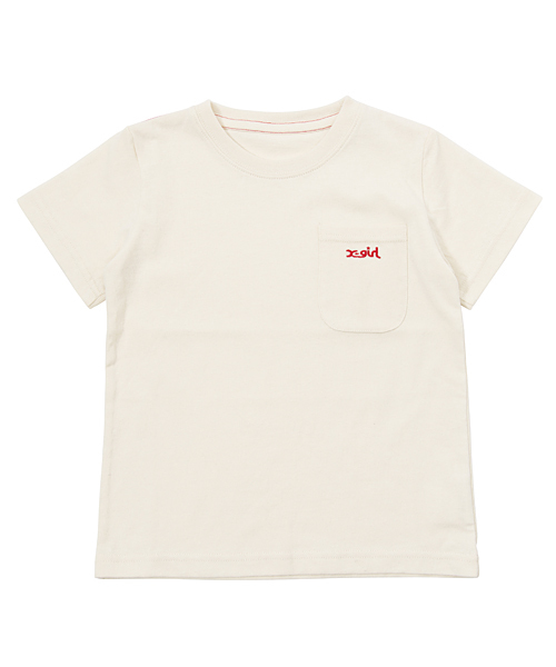 X-girl Stages（エックスガールステージス）の「POCKET S/S TEE(12M～3T)（Tシャツ/カットソー・キッズ・ホワイト/ブラック/アッシュ/ネイビー/レッド・2T/3T/12M）」の2枚目の写真