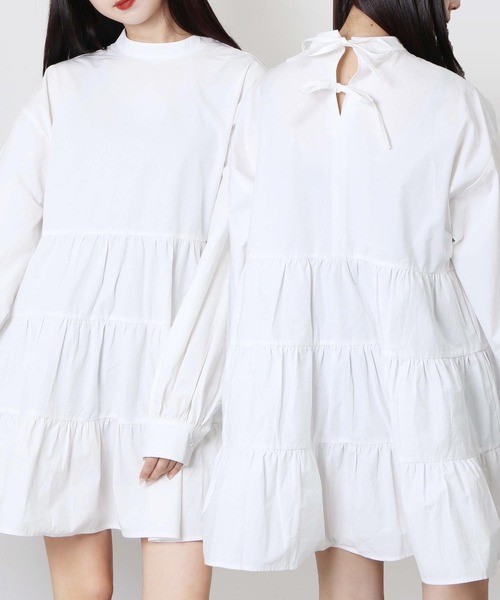 WC（ダブル シー）の「WC/リボンティアードワンピース（ワンピース・レディース・ホワイト/ブラック/その他1・FREE）」の2枚目の写真