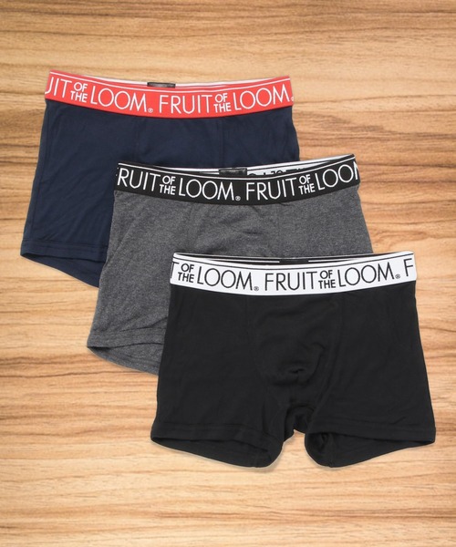 FRUIT OF THE LOOM（フルーツオブザルーム）の「【FRUIT OF THE LOOM/フルーツオブザルーム】ブランドロゴ ボクサーパンツ(3点セット)（ボクサーパンツ・メンズ・ネイビー/ブラック・M/LL/L）」の2枚目の写真