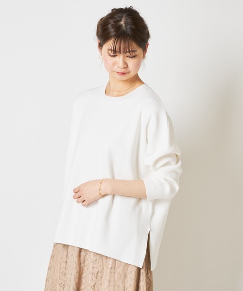COLLAGE GALLARDAGALANTE（コラージュガリャルダガランテ）の「オーバーシルエットミラノリブスプリングニット（ニット/セーター・レディース・ホワイト/ブルー/ベージュ・FREE）」の2枚目の写真