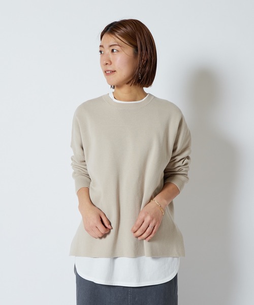 COLLAGE GALLARDAGALANTE（コラージュガリャルダガランテ）の「オーバーシルエットミラノリブスプリングニット（ニット/セーター・レディース・ホワイト/ブルー/ベージュ・FREE）」の9枚目の写真