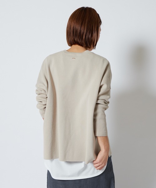 COLLAGE GALLARDAGALANTE（コラージュガリャルダガランテ）の「オーバーシルエットミラノリブスプリングニット（ニット/セーター・レディース・ホワイト/ブルー/ベージュ・FREE）」の4枚目の写真