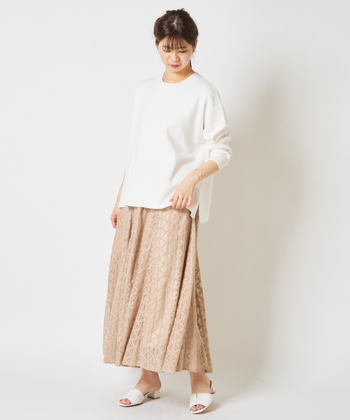 COLLAGE GALLARDAGALANTE（コラージュガリャルダガランテ）の「オーバーシルエットミラノリブスプリングニット（ニット/セーター・レディース・ホワイト/ブルー/ベージュ・FREE）」の16枚目の写真