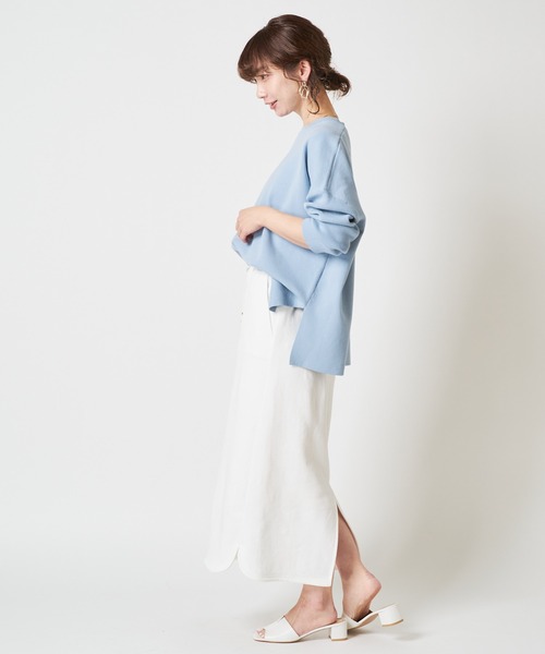 COLLAGE GALLARDAGALANTE（コラージュガリャルダガランテ）の「オーバーシルエットミラノリブスプリングニット（ニット/セーター・レディース・ホワイト/ブルー/ベージュ・FREE）」の8枚目の写真