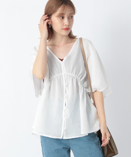 Heather（ヘザー）の「【こなれ】ＢＡＣＫデザインブラウス（半袖）　942903（シャツ/ブラウス・レディース・ホワイト/グリーン/アイボリー・FREE）」の11枚目の写真