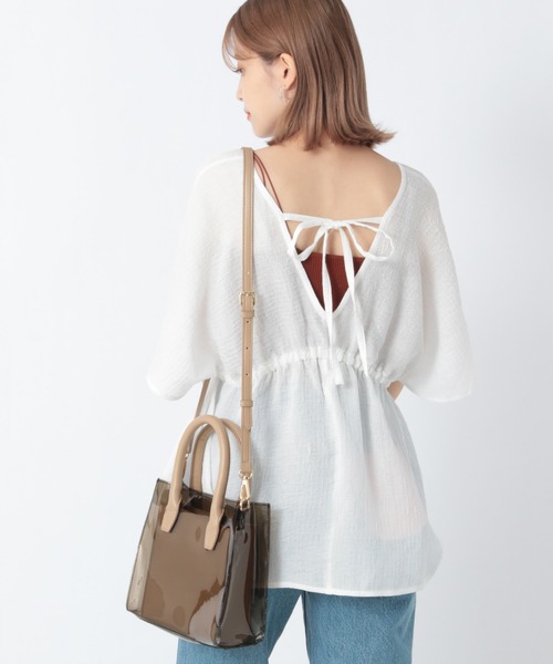 Heather（ヘザー）の「【こなれ】ＢＡＣＫデザインブラウス（半袖）　942903（シャツ/ブラウス・レディース・ホワイト/グリーン/アイボリー・FREE）」の8枚目の写真