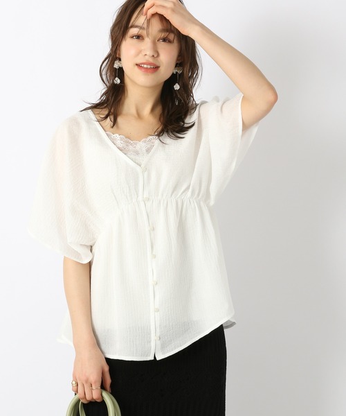 Heather（ヘザー）の「【こなれ】ＢＡＣＫデザインブラウス（半袖）　942903（シャツ/ブラウス・レディース・ホワイト/グリーン/アイボリー・FREE）」の13枚目の写真