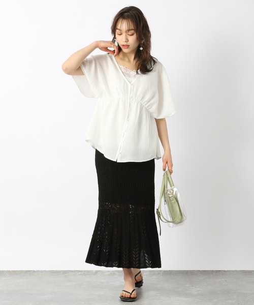 Heather（ヘザー）の「【こなれ】ＢＡＣＫデザインブラウス（半袖）　942903（シャツ/ブラウス・レディース・ホワイト/グリーン/アイボリー・FREE）」の5枚目の写真