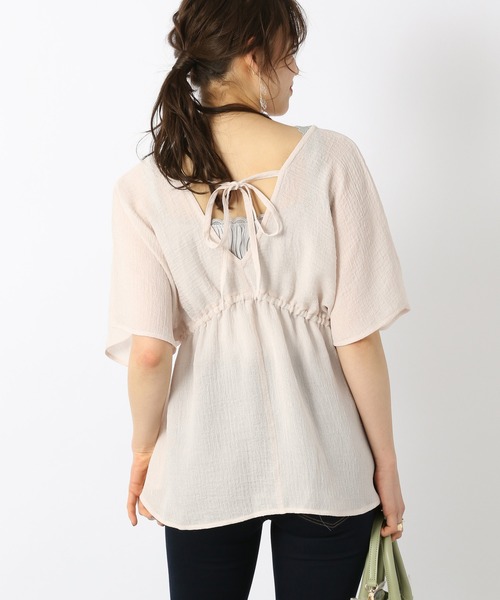 Heather（ヘザー）の「【こなれ】ＢＡＣＫデザインブラウス（半袖）　942903（シャツ/ブラウス・レディース・ホワイト/グリーン/アイボリー・FREE）」の4枚目の写真