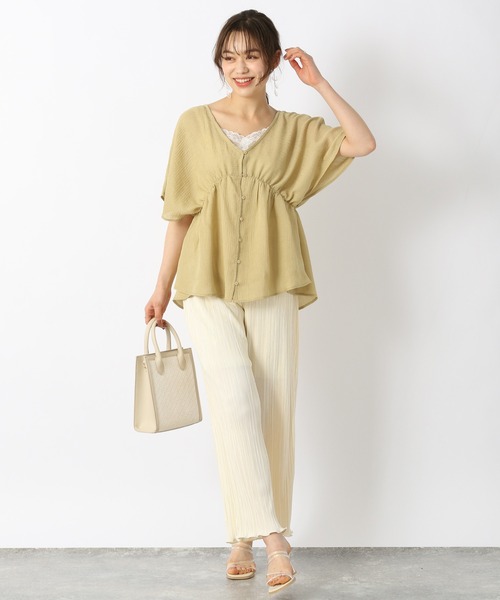 Heather（ヘザー）の「【こなれ】ＢＡＣＫデザインブラウス（半袖）　942903（シャツ/ブラウス・レディース・ホワイト/グリーン/アイボリー・FREE）」の12枚目の写真