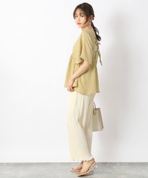 Heather（ヘザー）の「【こなれ】ＢＡＣＫデザインブラウス（半袖）　942903（シャツ/ブラウス・レディース・ホワイト/グリーン/アイボリー・FREE）」の9枚目の写真